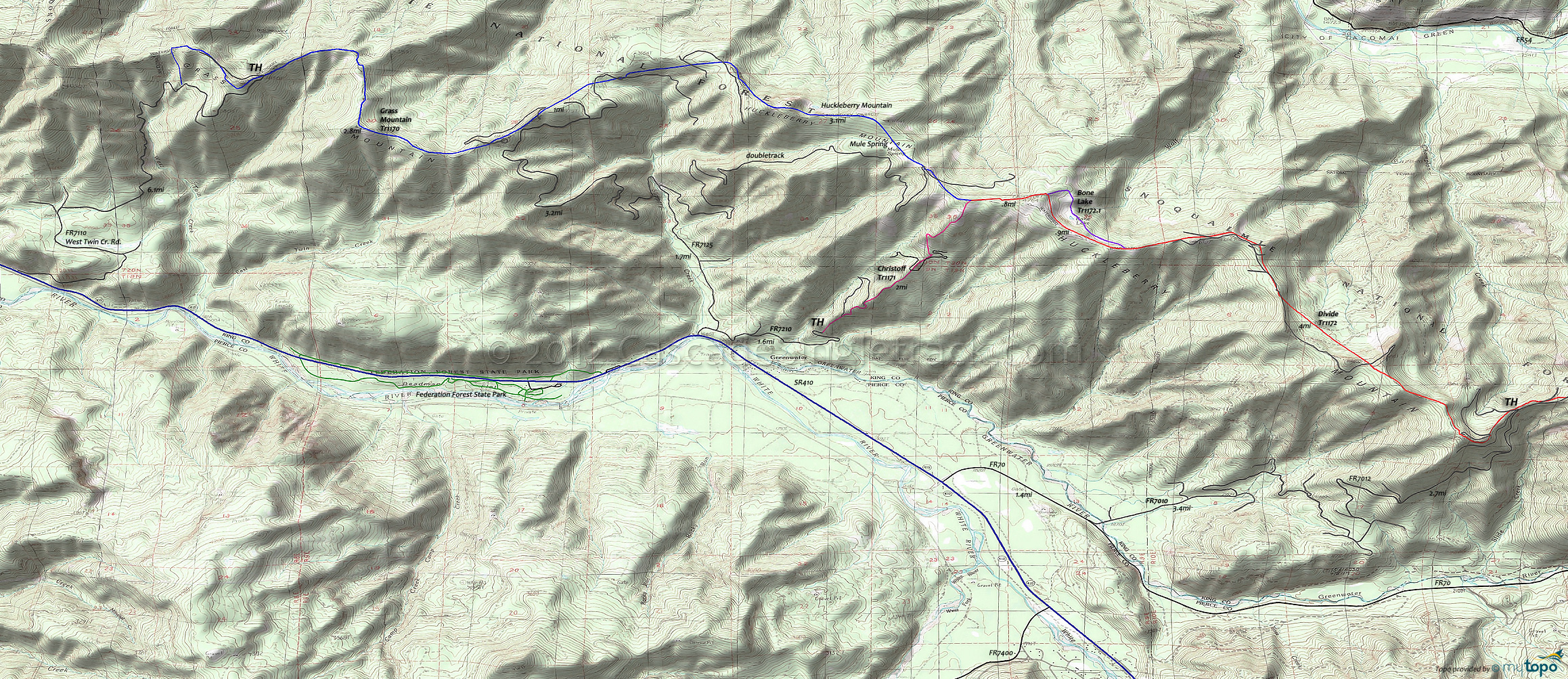 Christoff, Divide, Grass Mountain Trails Area Topo Map