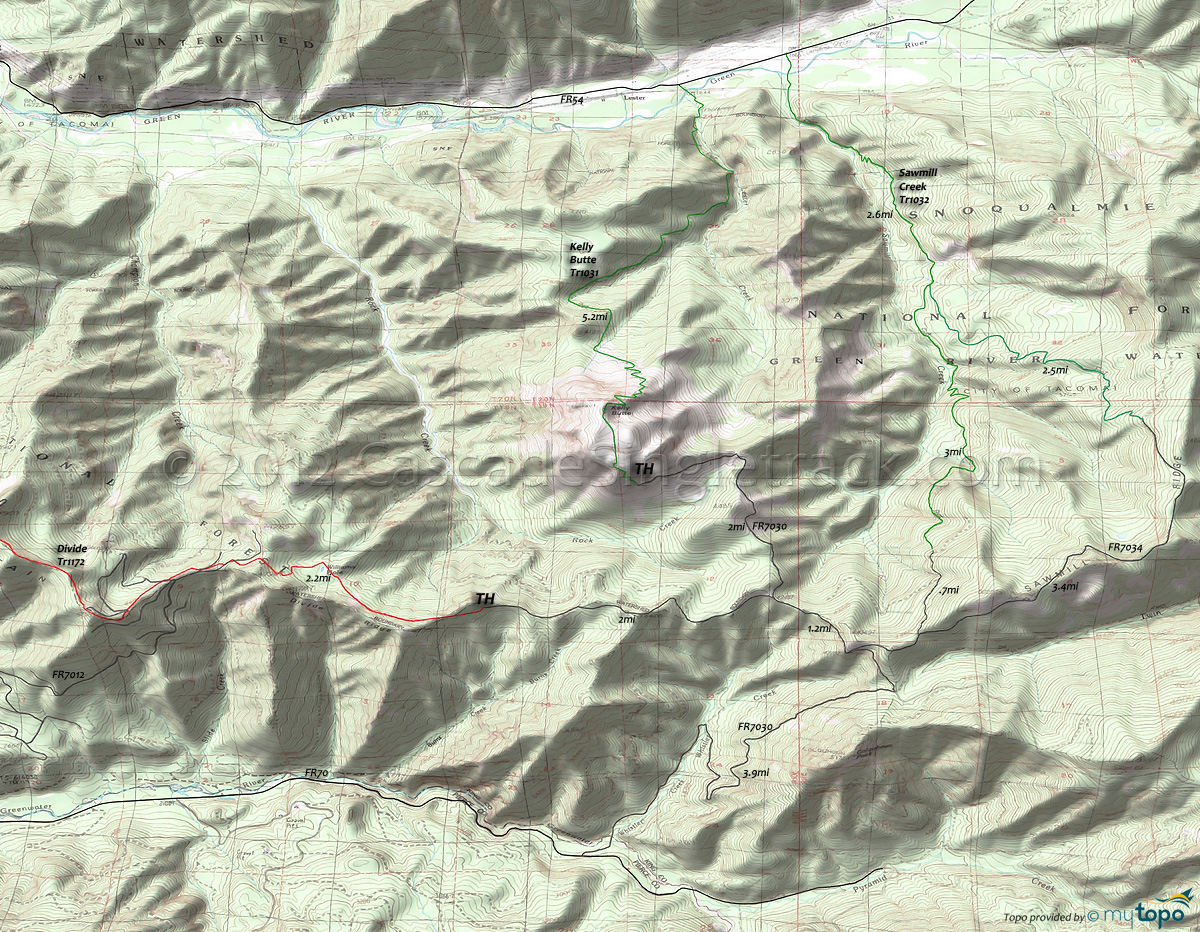 Kelly Butte Trail 1031, Sawmill Creek Trail 1032 Area Topo Map