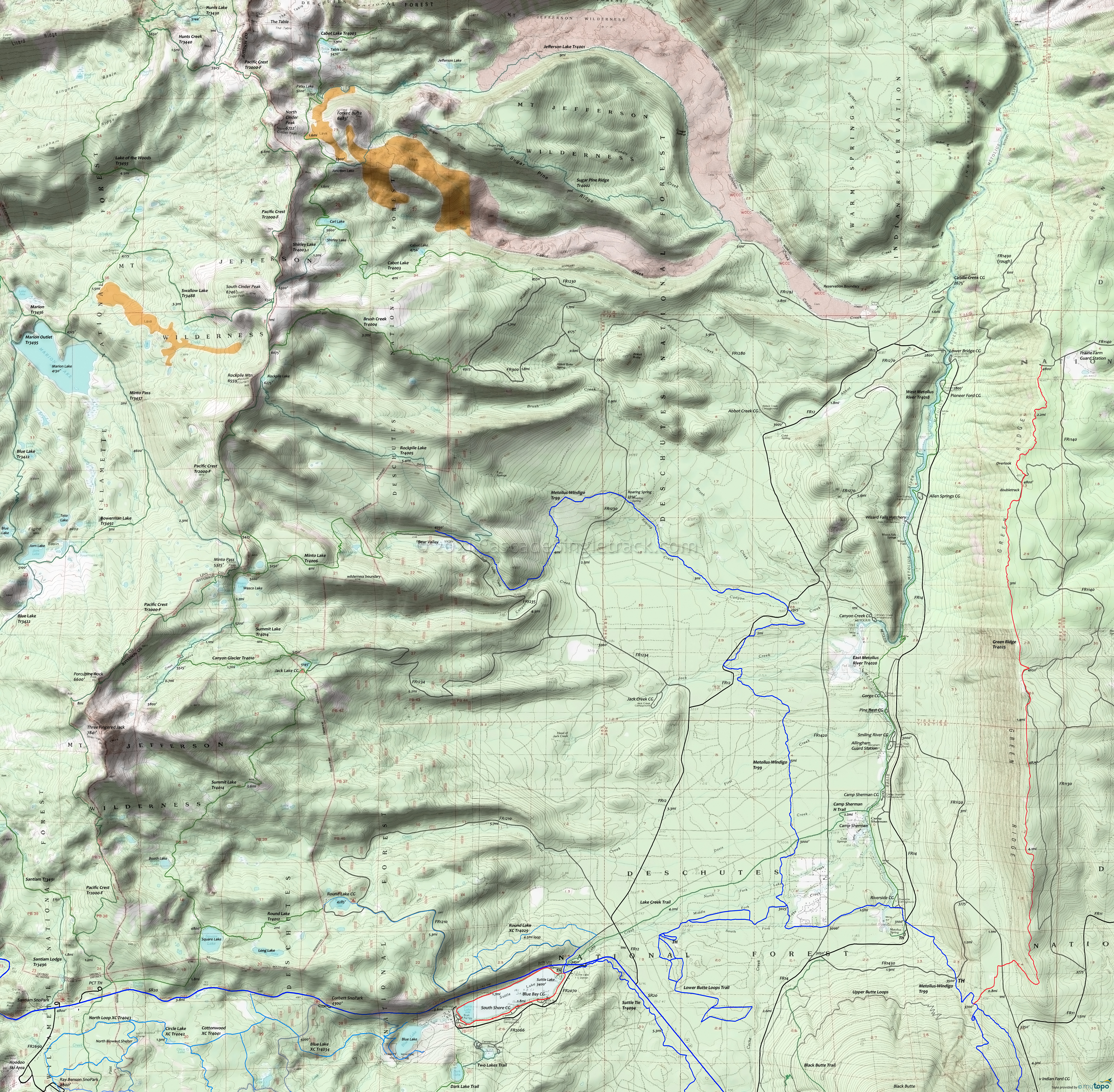 Green Ridge Trail 4025, Metolius-Windigo Trail 99 Trails Area Topo Map
