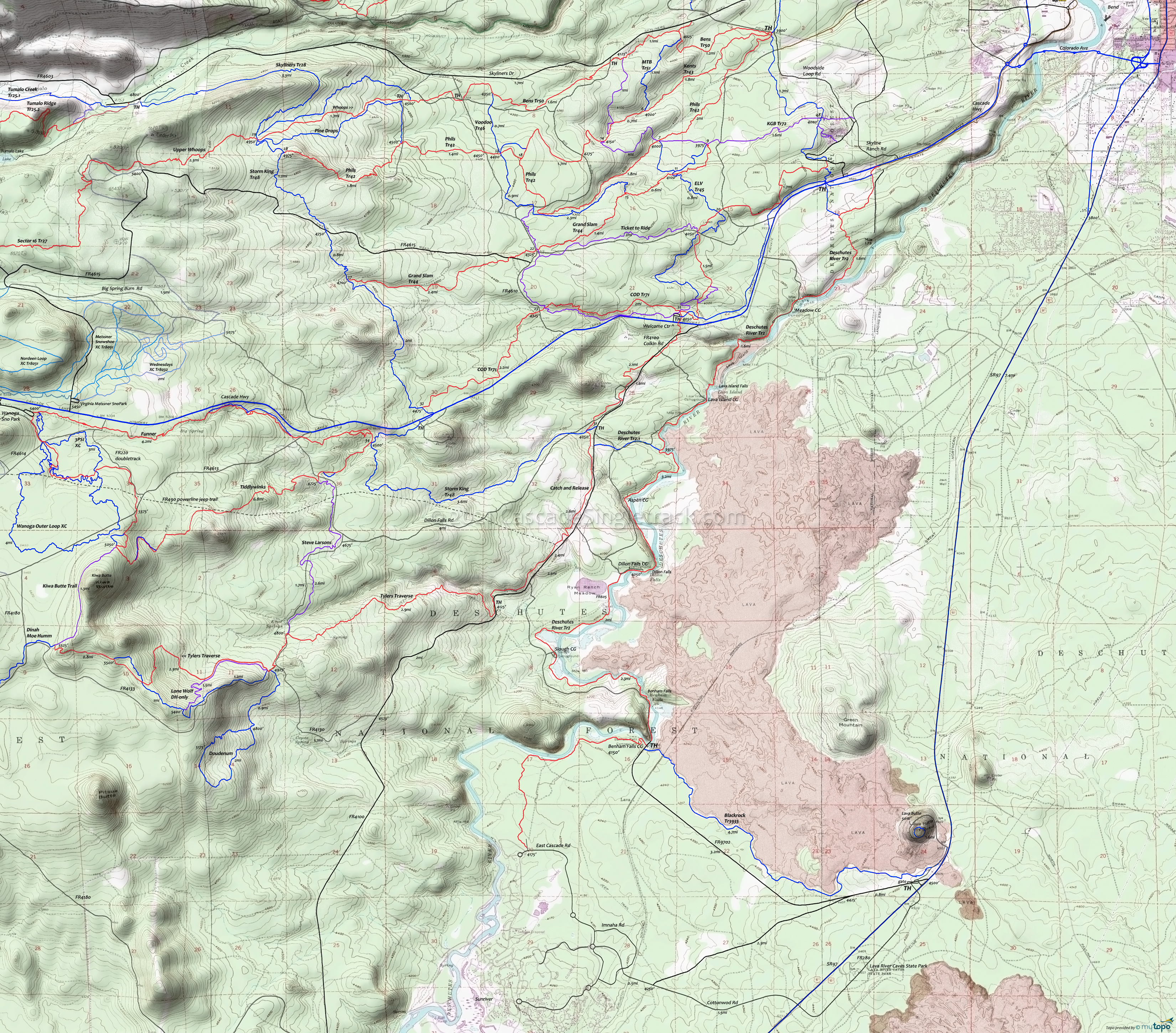 Blackrock Trail, Deschutes River Trail Trails Area Topo Map