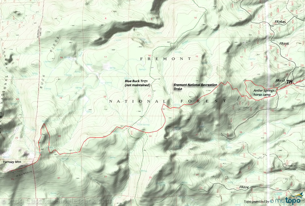 Fremont National Recreation Trail Antler Springs Topo Map