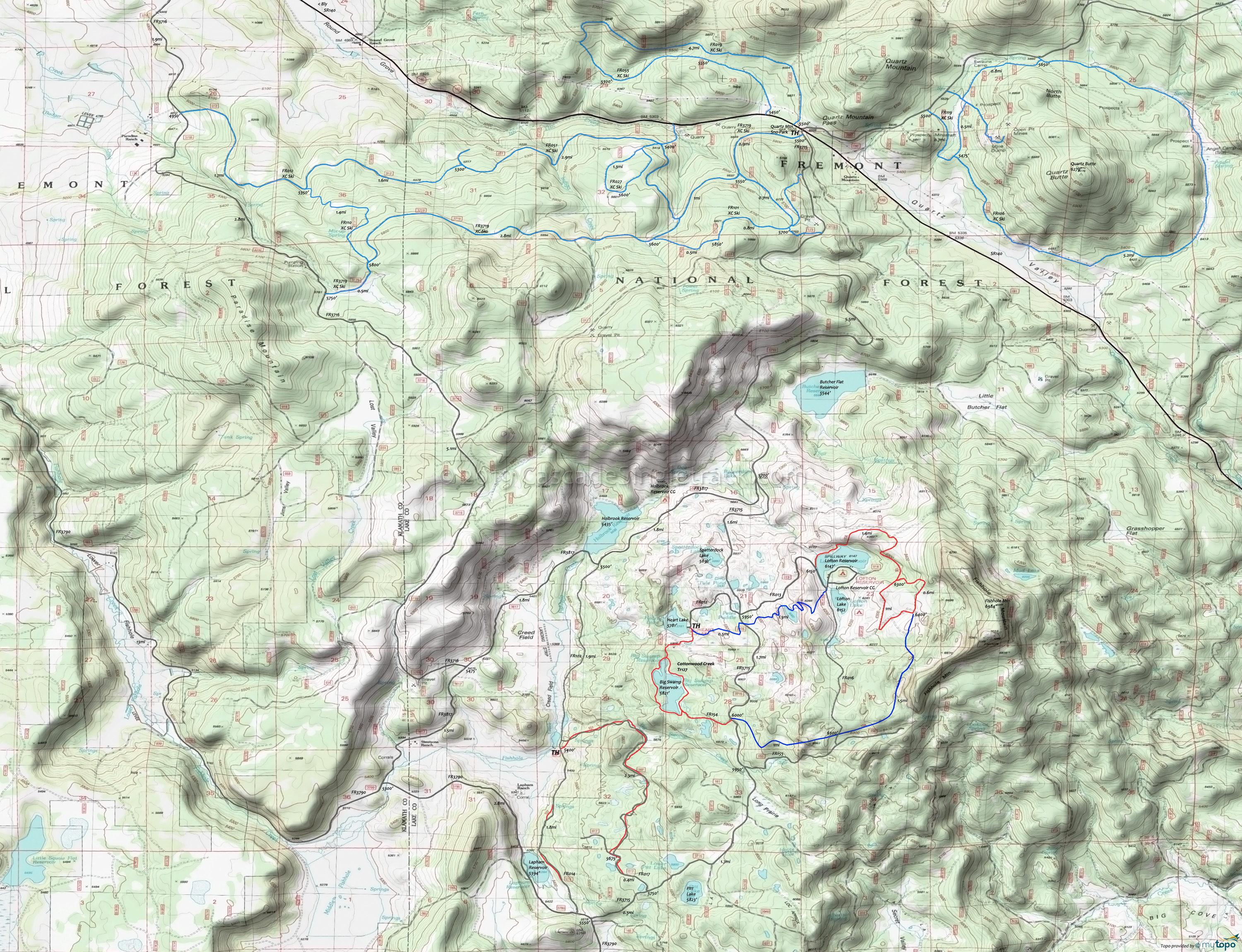 Quartz Mtn Sno-Park, Lofton Area Topo Map