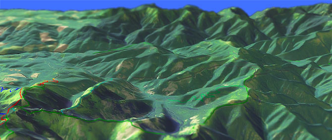 3D view of Bluff Mt and Starway Trail #172