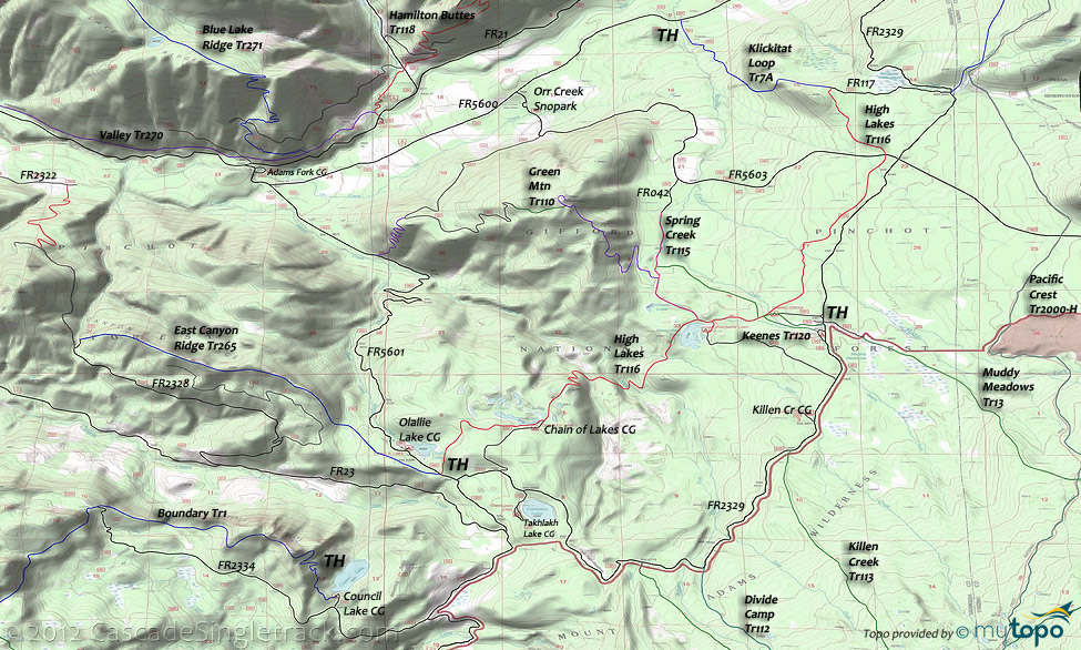High Lakes Trail 116 Topo Map