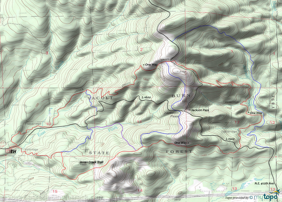 Jones Creek Trail Topo Map