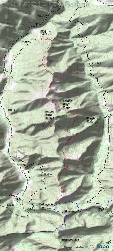 Rough, McCoy Peak, Yellowjacket, Langille Ridge Trail #259 Topo Map