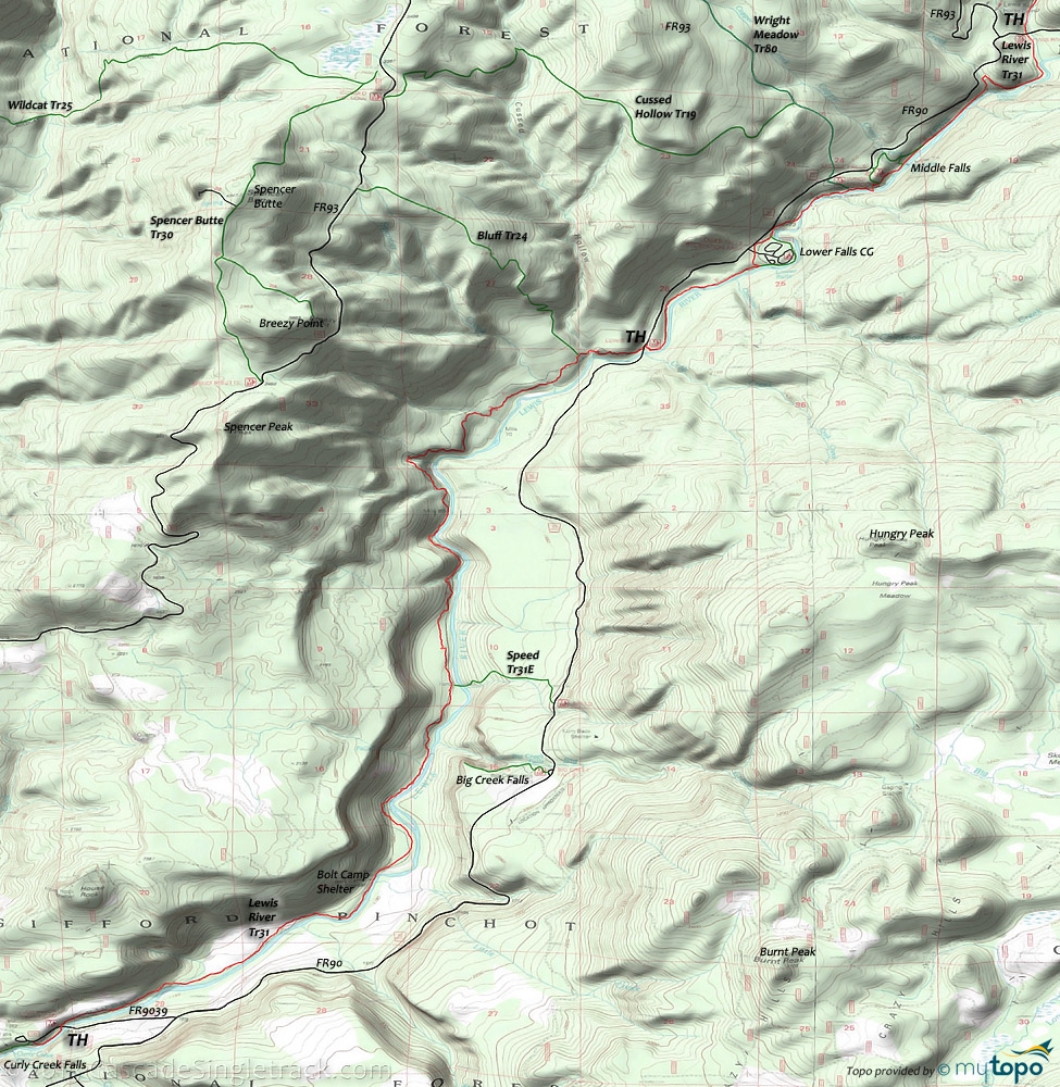 Lewis River Trail #31 Topo Map