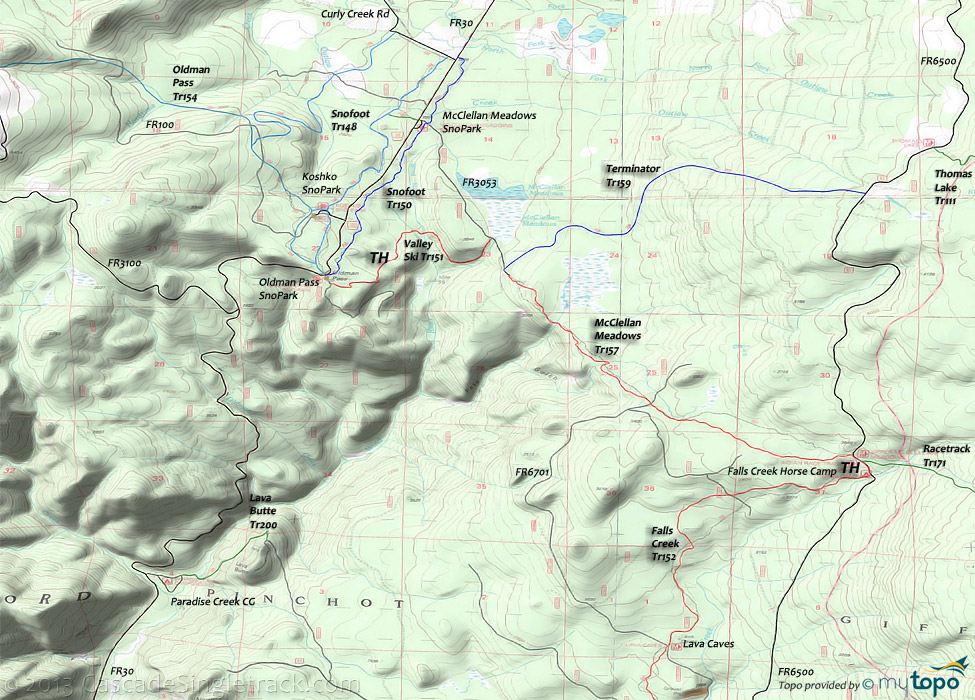 McClellan Meadows Trail #157 Topo Map