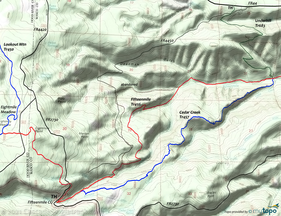 Fifteenmile Trail #456 Topo Map