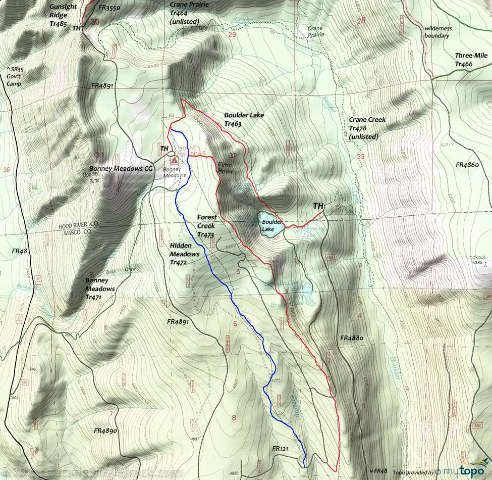 Gunsight Ridge Trail #485 to Boulder Lake Trail