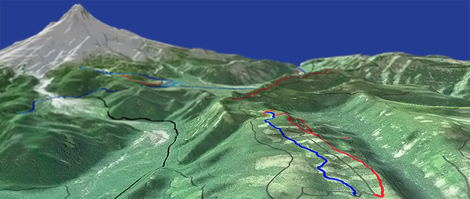 3D view of Gunsight Ridge Trail #485 to Boulder Lake Trail #463