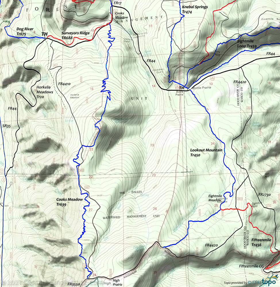 High Prairie: Cooks Meadow to Lookout Mountain Topo Map