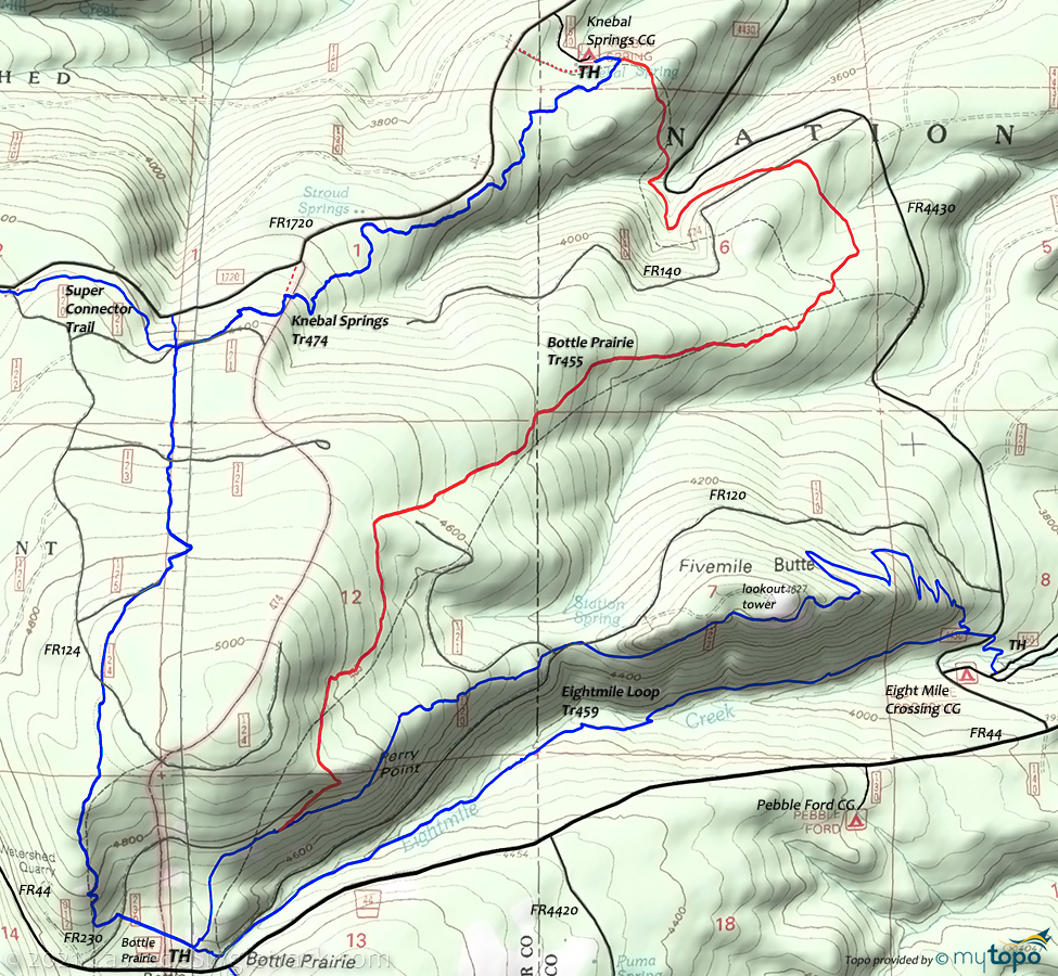 Knebal Springs, Bottle Prairie Trail #474 Topo Map