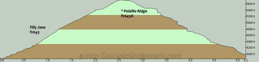 Tilly Jane, Polallie Ridge CCW Loop Elevation Profile