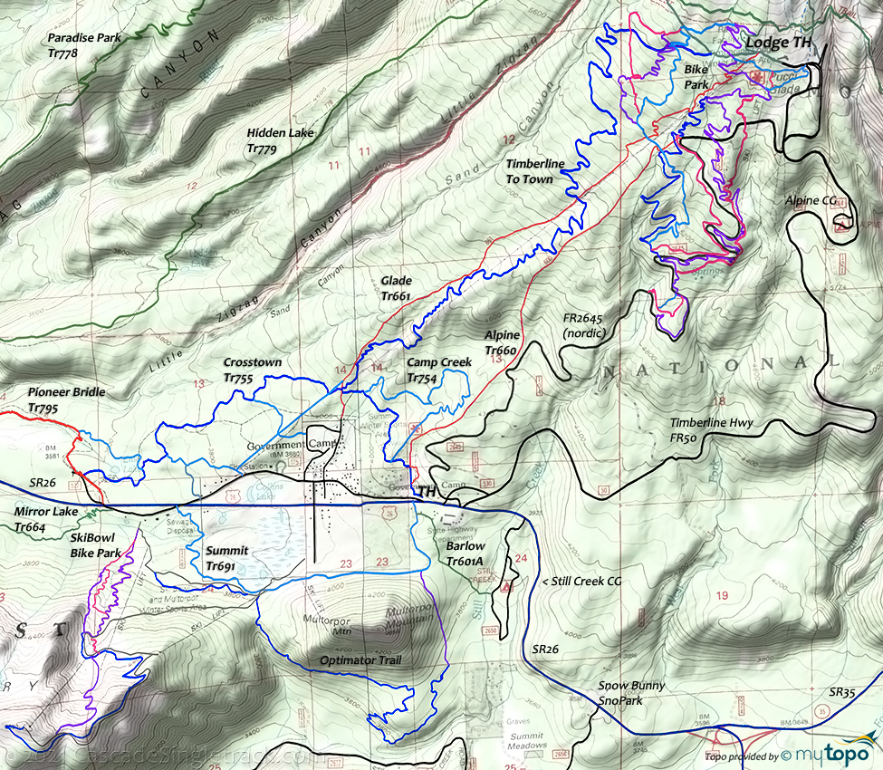 Timberline Trails Topo Map