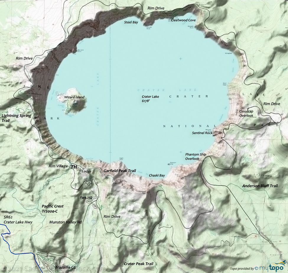 Crater Lake National Park Trail Topo Map