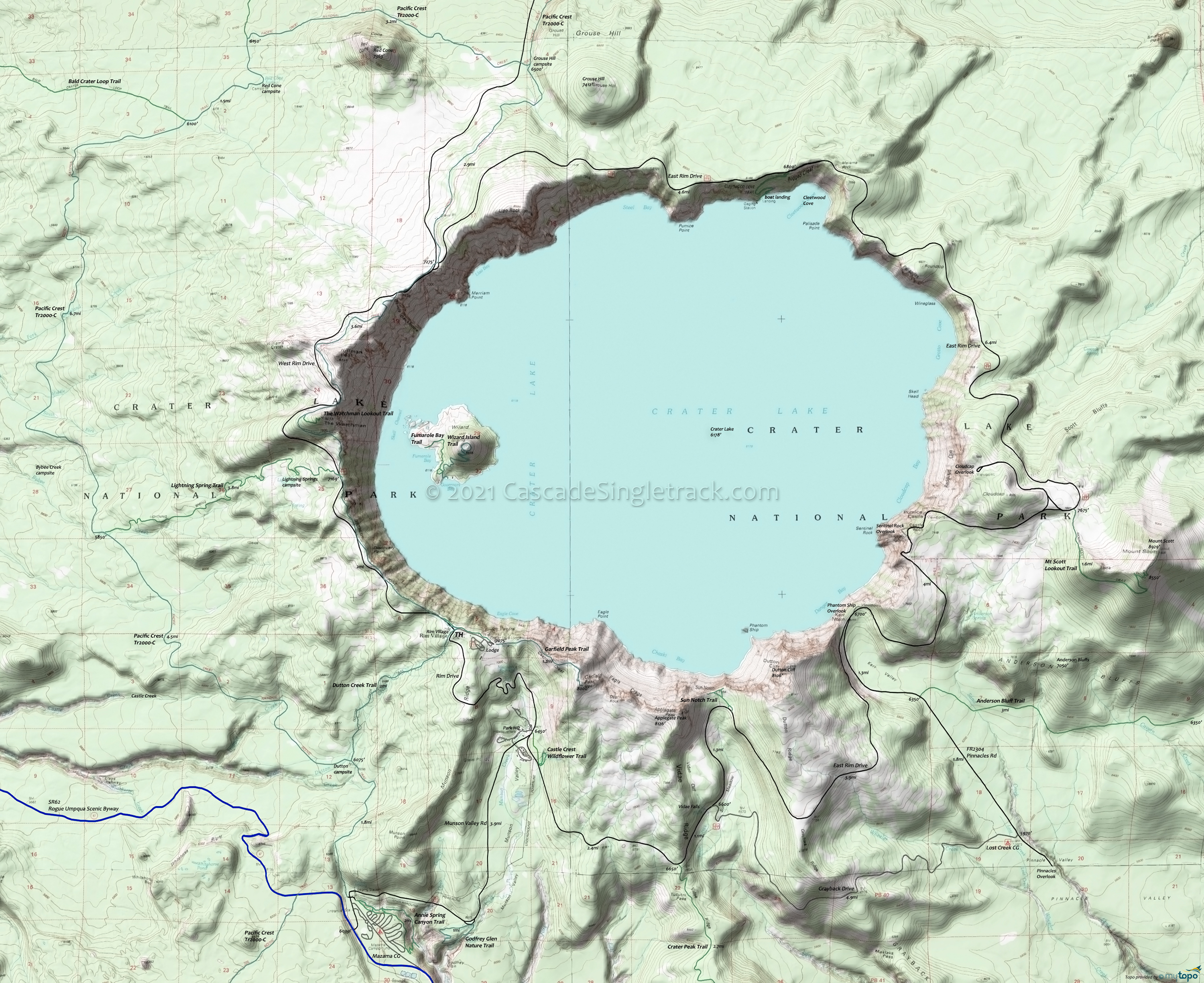Crater Lake National Park Area Topo Map