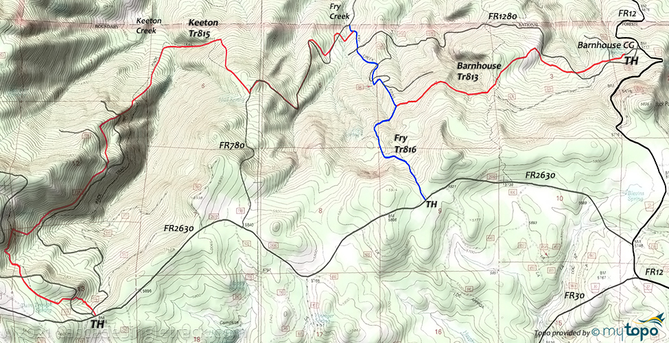Barnhouse, Fry, Keeton Trail Topo Map
