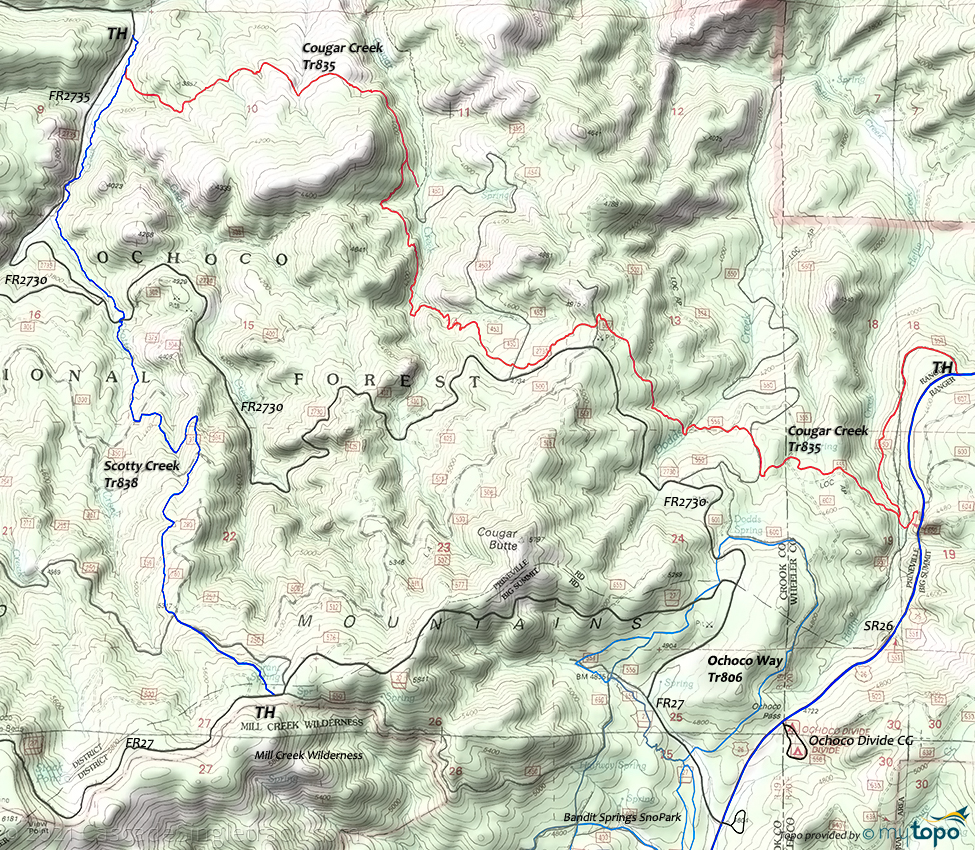 Cougar Creek Trail Topo Map