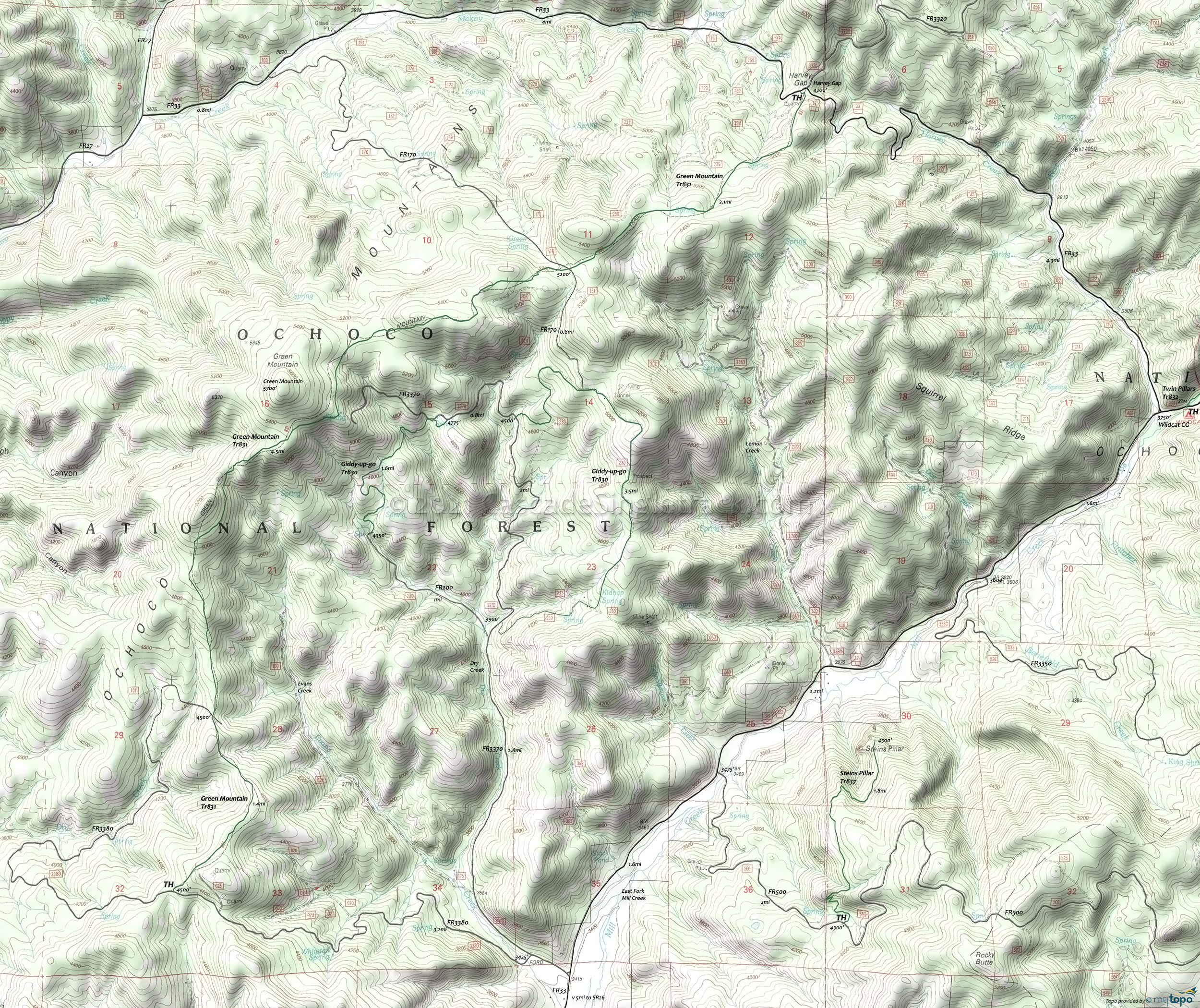 Green Mountain Trails Area Topo Map