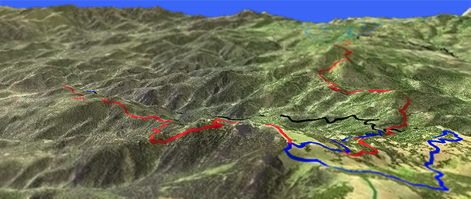 3D view of Lookout Mtn Trail