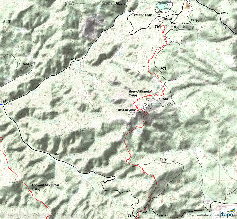 Round Mountain Trail Topo Map