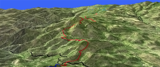 3D view of Round Mtn Trail