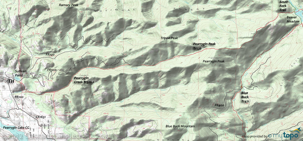 Pearrygin Ridge Trail #526 Topo Map
