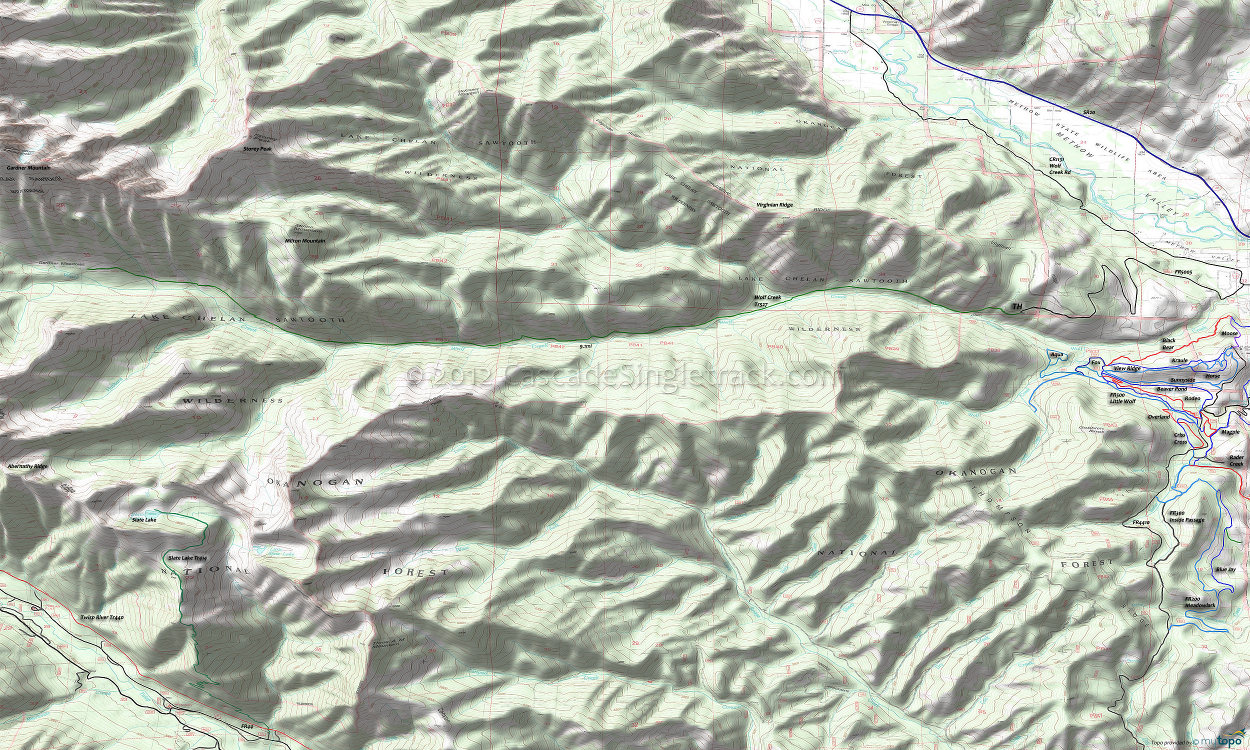 Slate Lake Trail 414, Wolf Creek Trail 527 Area Topo Map