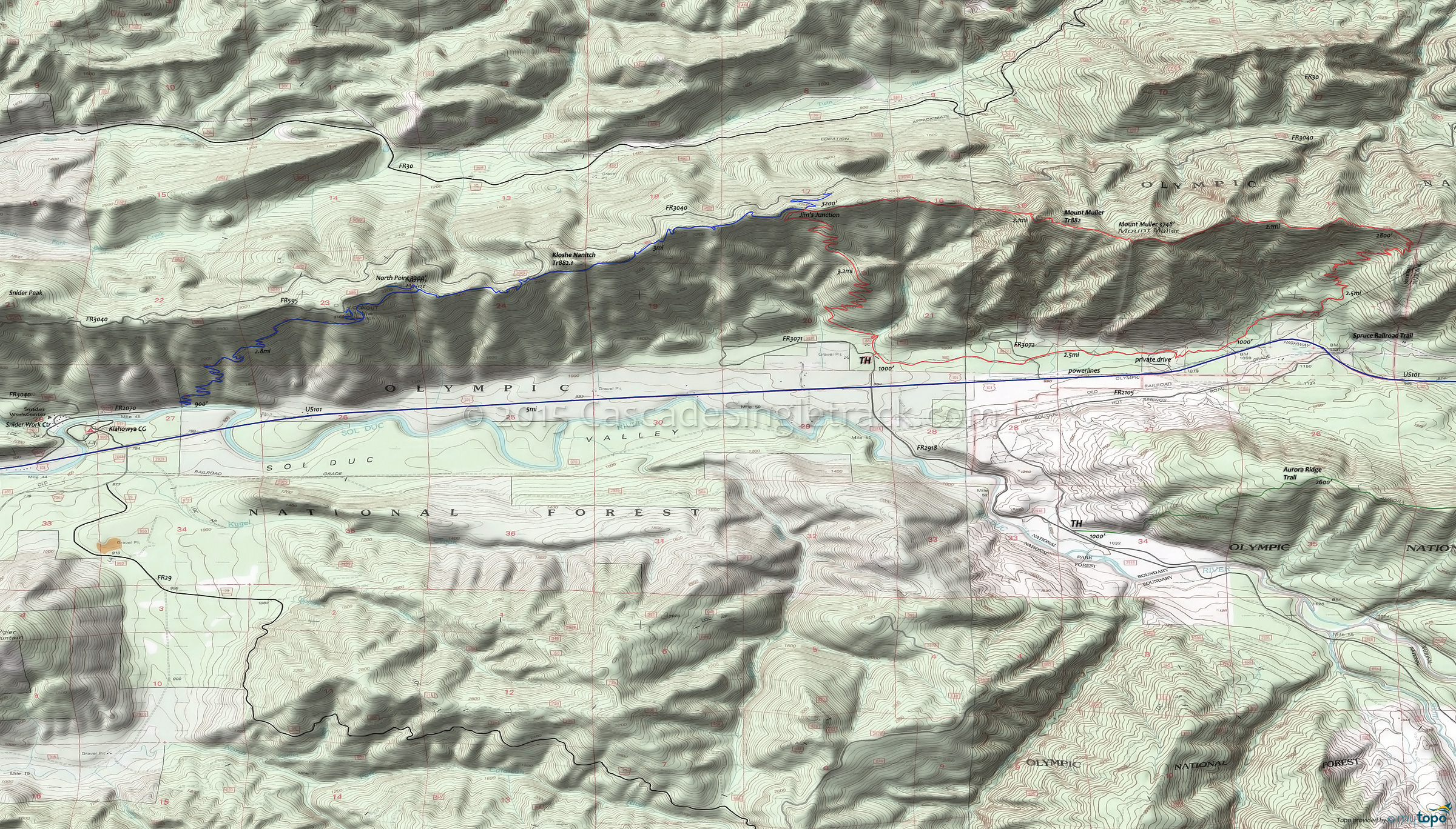 Kloshe Nanitch Trail 882.1, Mount Muller Trail 882 Area Topo Map
