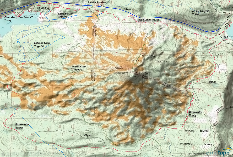 Brown Mountain Trail #1005 Topo Map