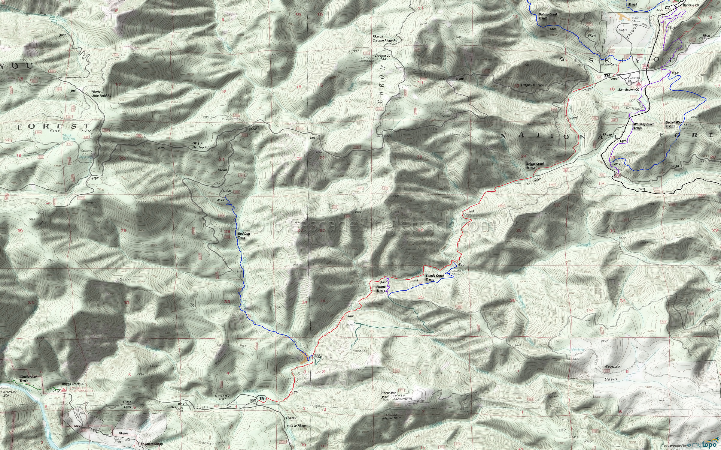  Briggs Creek Tr1132 Area Topo Map