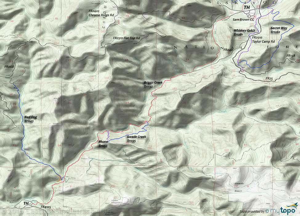 Briggs Creek Trail #1132 Topo Map