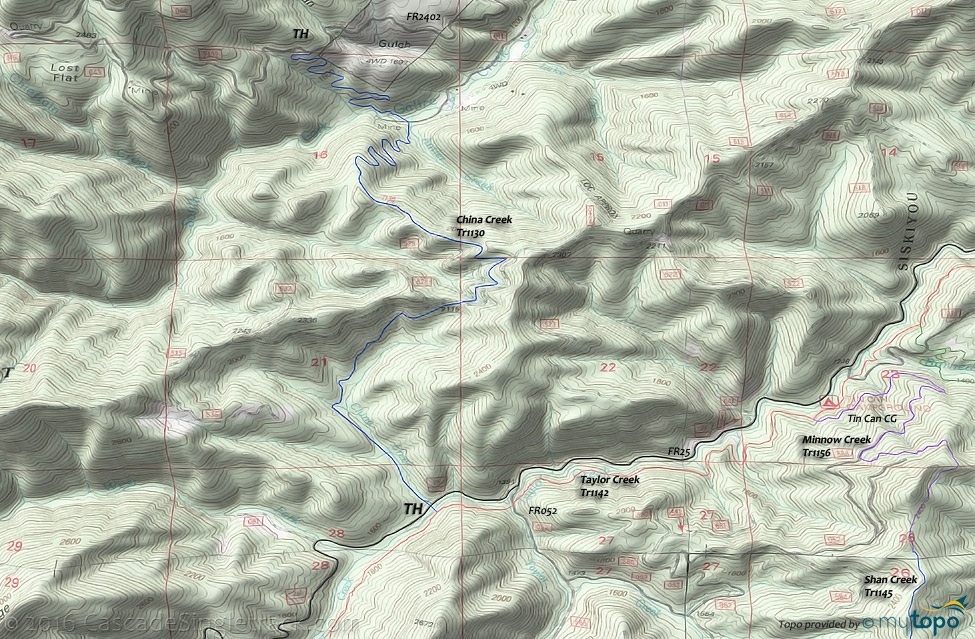 China Creek Trail #1130 Topo Map