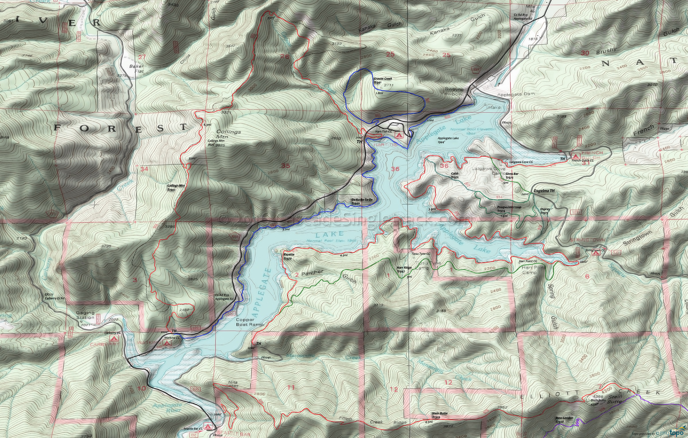 Collings Mountain, Grouse Creek Trails Area Topo Map