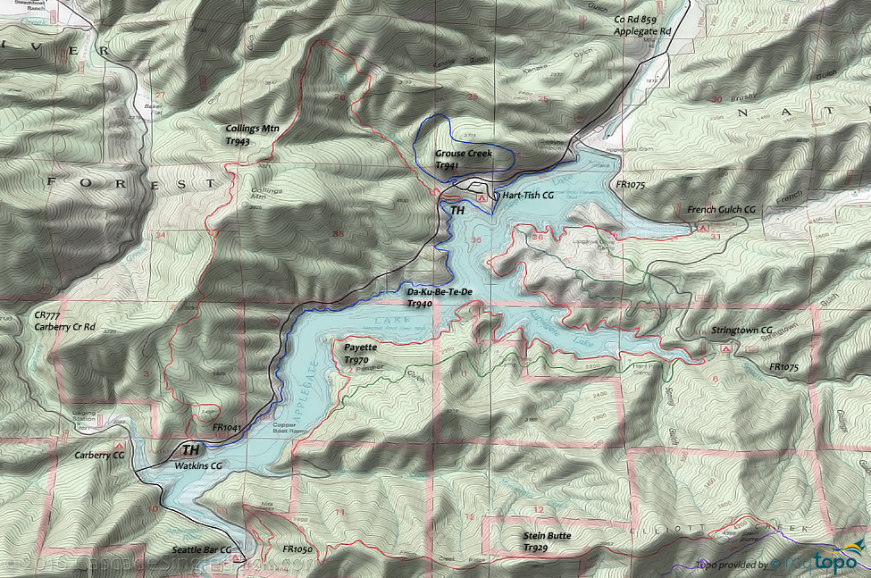Da-Ku-Be-Te-De, Collings Mountain Trail #943 Topo Map