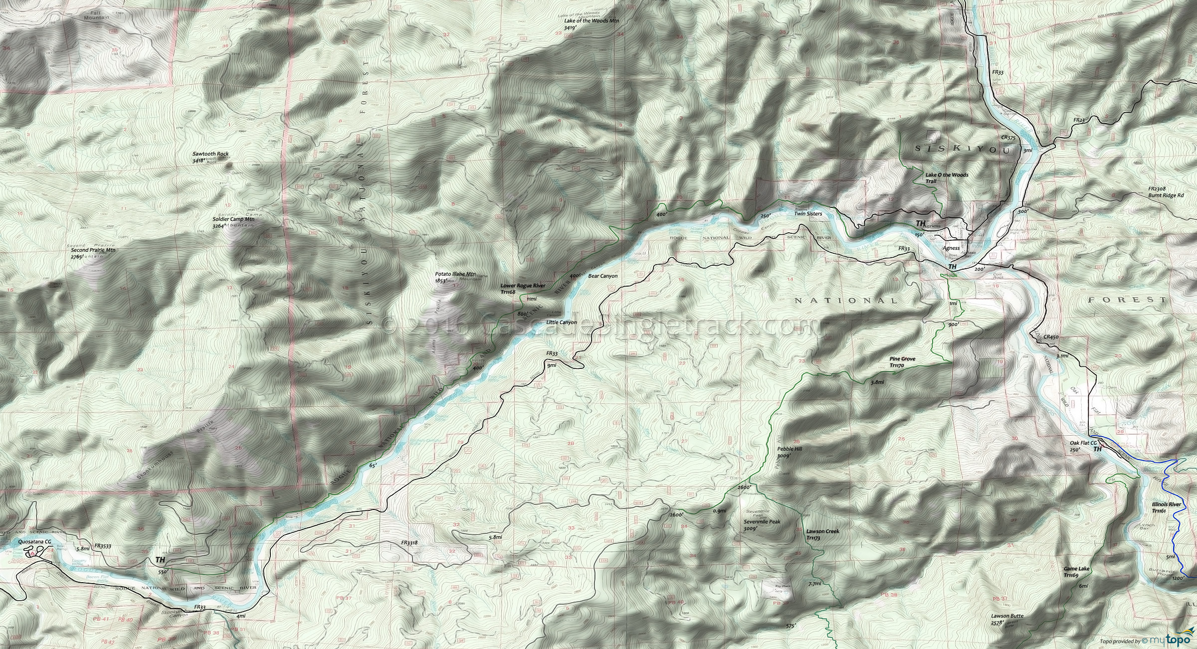  Lower Rogue River Tr1168 Area Topo Map
