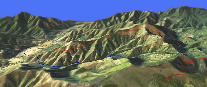 3D view of Mule Mountain Trail #919