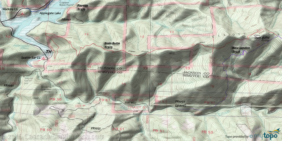 New London, Carlton Pasture, Stein Butte Trail Topo Map
