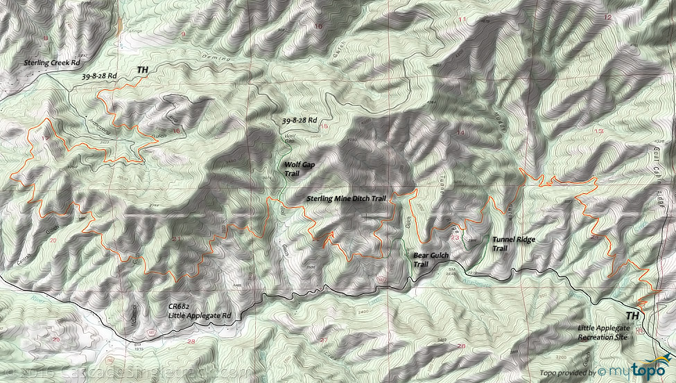 Sterling Mine Ditch Trail Topo Map