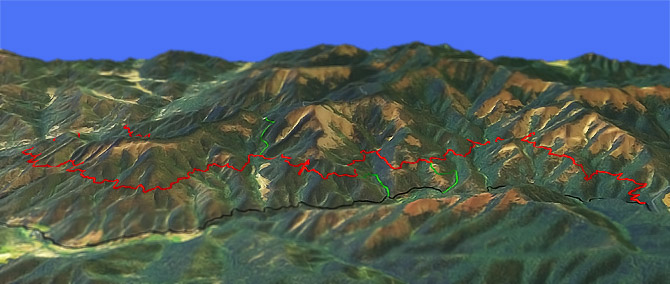 3D view of Sterling Mine Ditch Trail