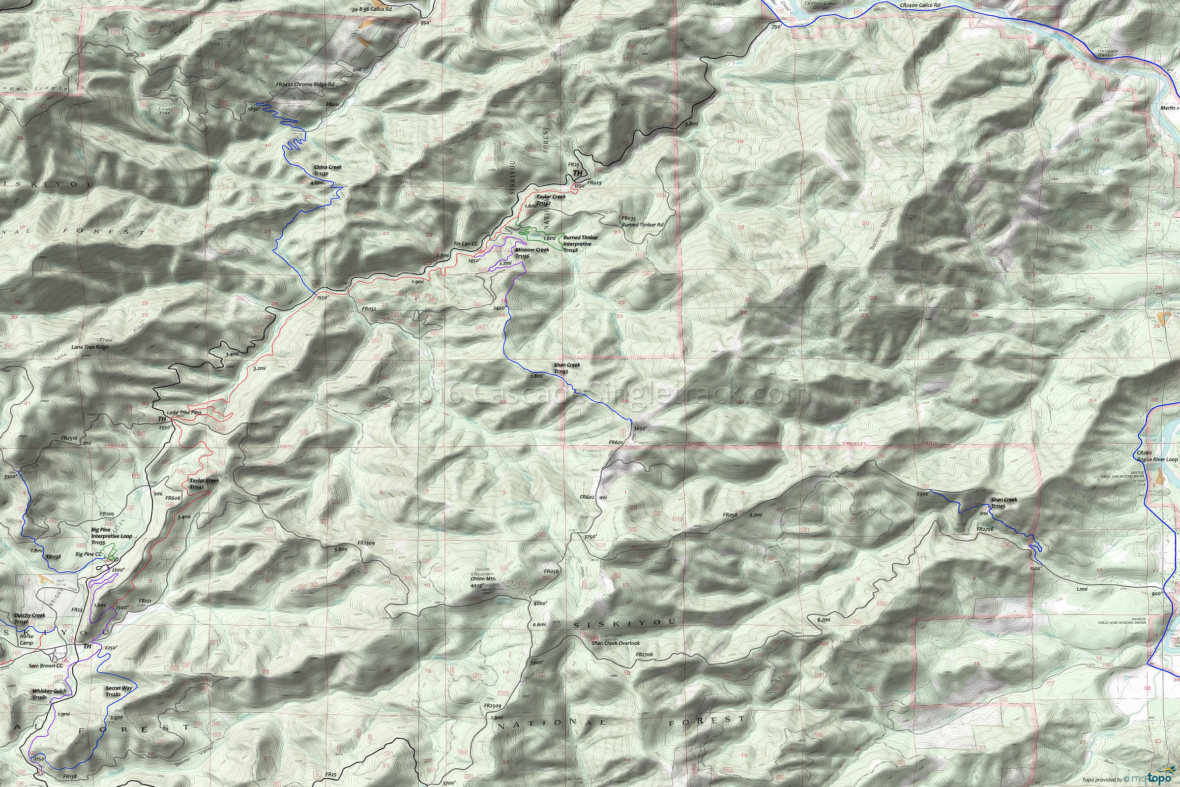 Taylor Creek, China Creek, Shan Creek Area Topo Map
