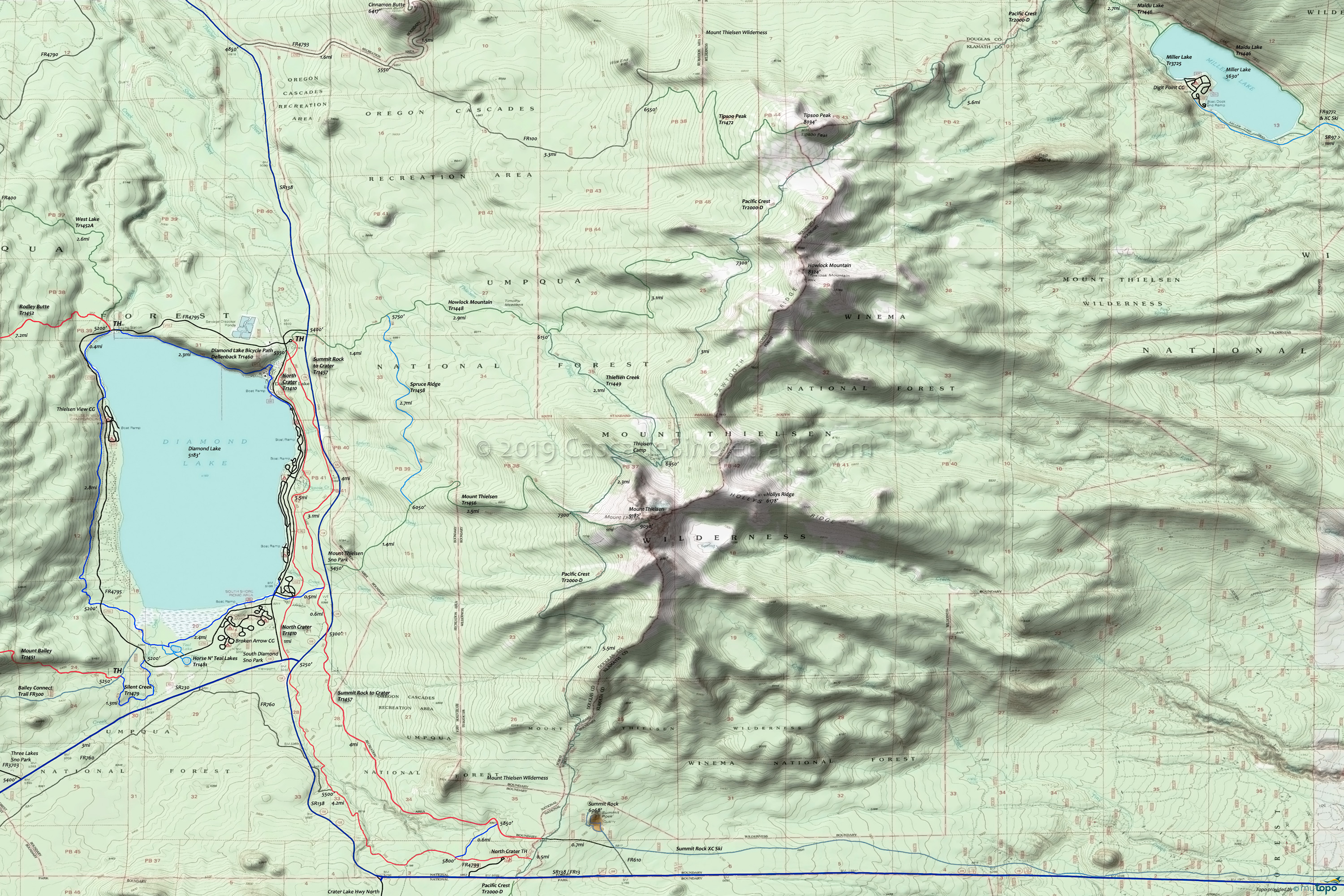 Mount Thielsen Area Topo Map