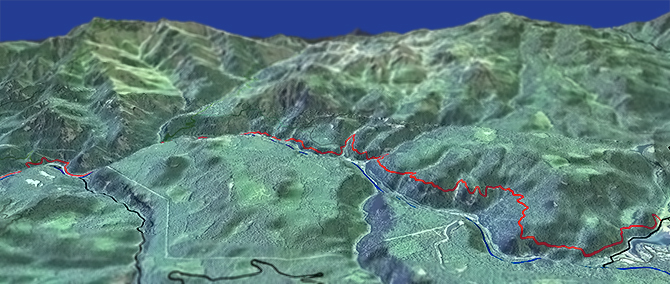 3D view of North Umpqua River Trail: Marsters to Toketee Trail #1414