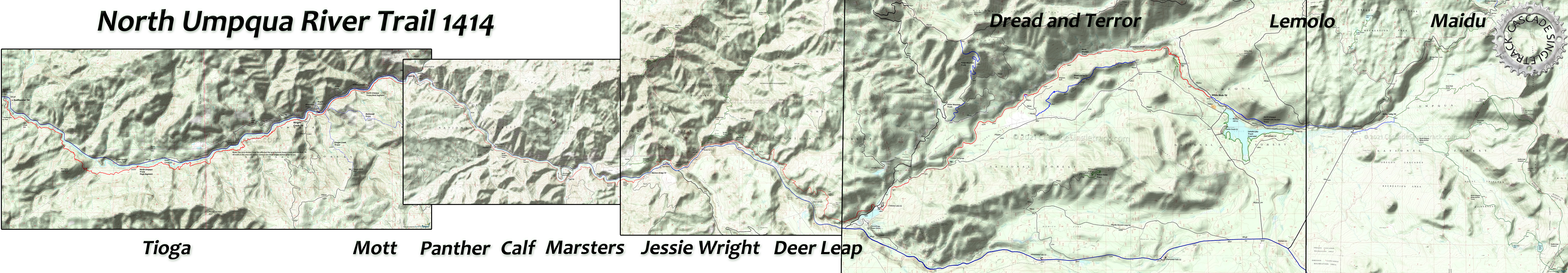 North Umpqua River Trail 1414: Swiftwater to Maidu Area Topo Map