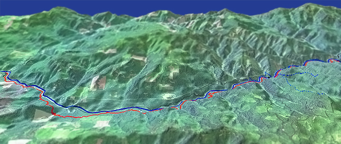 3D view of North Umpqua River Trail: Swiftwater to Steamboat Trail #1414