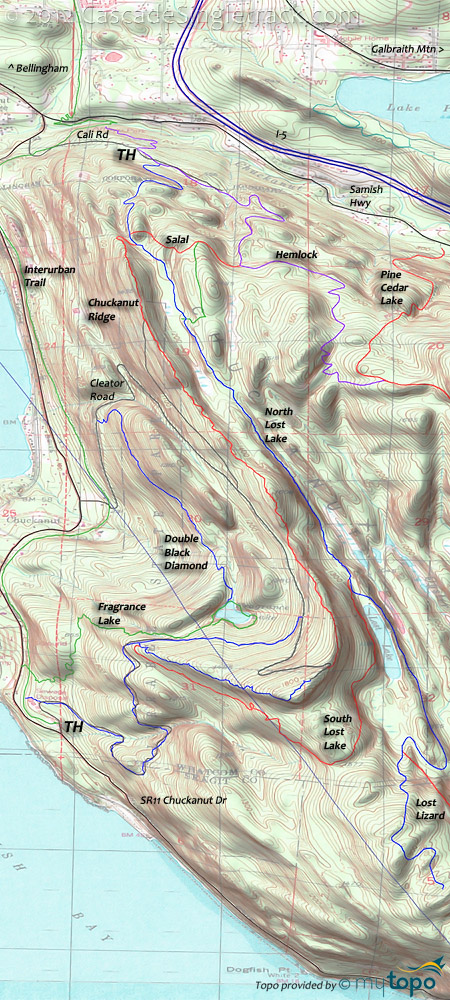 Chuckanut Mountain Trails Topo Map