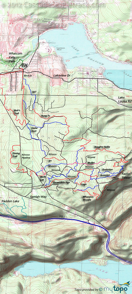 Lookout Mountain, Galbraith Mountain Trails Topo Map