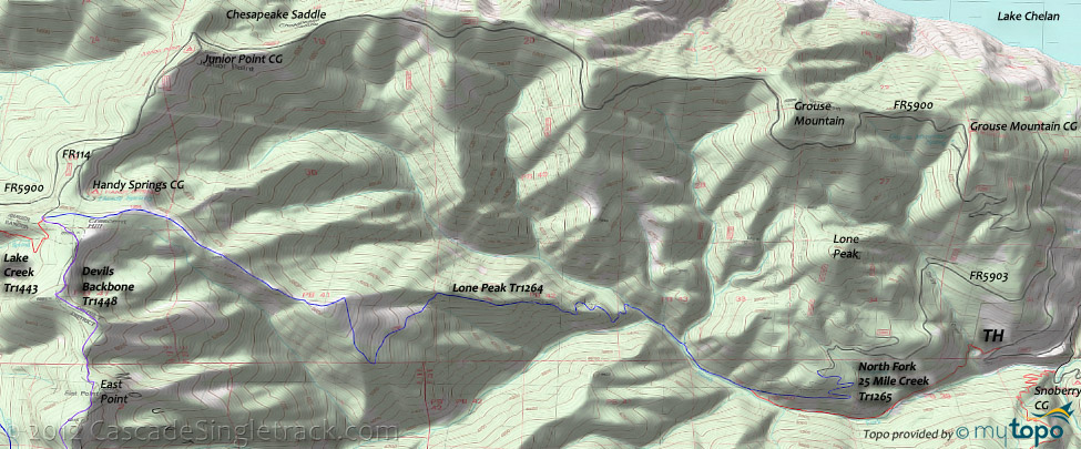 Lone Peak, Twentyfive Mile Creek Trail #1265 Topo Map