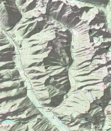 Old Gib, Rock Creek, Schaefer Lake, Garland Peak, Carne Mountain Topo Map